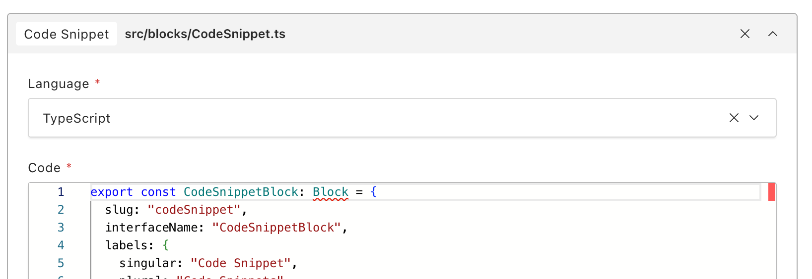 Code block editor